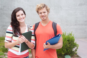 Happy pair of college students