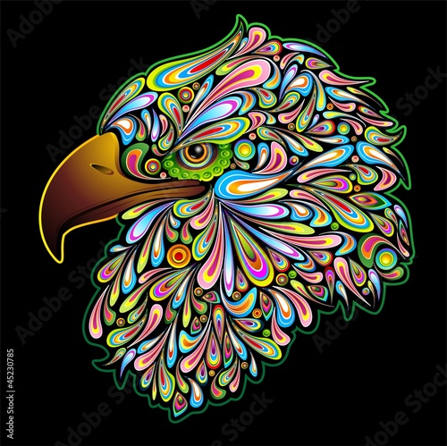 Eagle Hawk Psychedelic Design Aquila Falco Sparviero pop Art