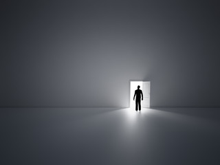 Wall Mural - tiny man and doors.