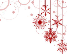 Christmas Composition With Red Snowflakes On White