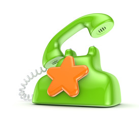 Canvas Print - Vintage telephone with orange star.