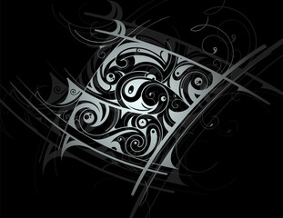 Decorative design element shaped with swirls