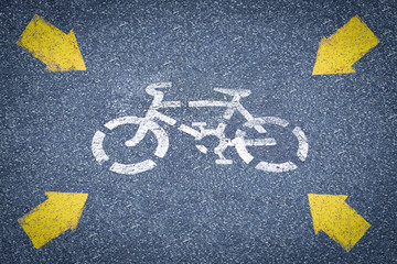 Bicycle sign on the road