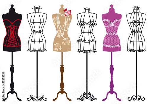 Plakat na zamówienie fashion mannequins, vector set