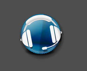 Sticker - vector glossy headset web icon design element.
