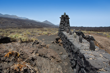 Wall Mural - La Palma lava stone fence column in Fuencaliente