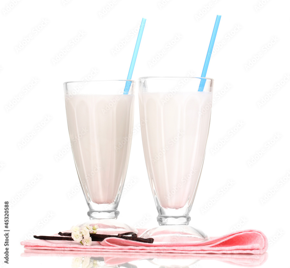 Vanilla milk shakes isolated on white