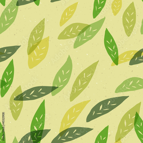 Naklejka ścienna Seamless green leaves pattern. Vector, EPS10