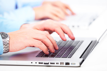 Aufkleber - Hands with a computer keyboard.