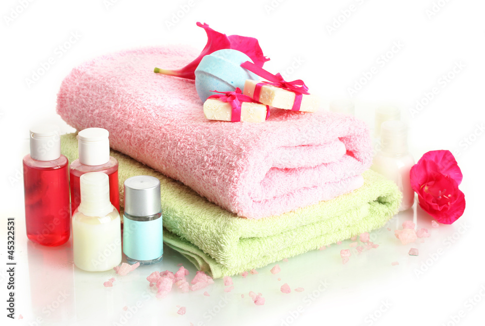 beautiful spa setting, isolated on white