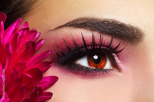 Obraz w ramie Beautiful Eye Makeup with Aster Flower