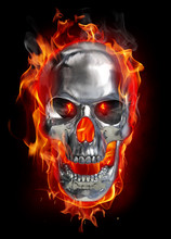 Metallic Skull On Fire