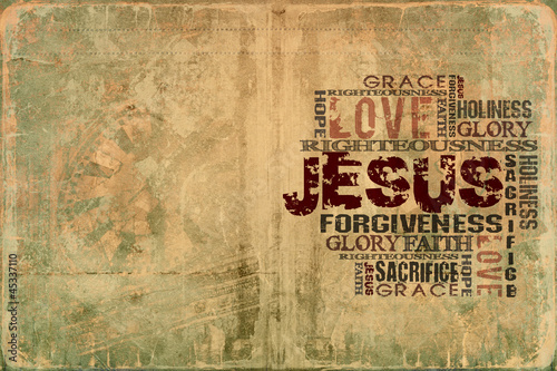 Fototapeta na wymiar Religious Words on Grunge Background