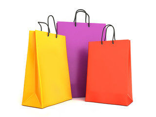 3d render of colorful shopping bags