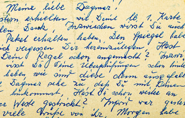 Fragment of an old handwritten letter, written in German. Can be