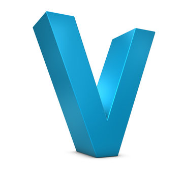 Letter V 3d render illustration isolated