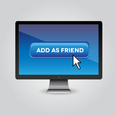 Poster - Blue Add as friend button with mouse cursor on pc screen