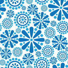Flowers Seamless Pattern.  Abstract Snowflake And Circle