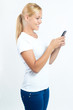 © nenetus - beautiful blond woman looking the mobile