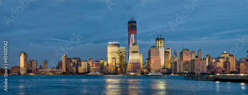 Naklejka na drzwi Panorama de Manhattan, soleil couchant - New York