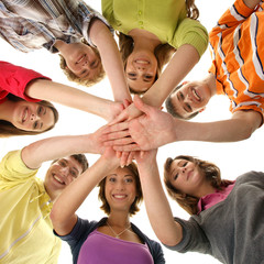 Wall Mural - A group of young and happy smiling teenagers together