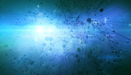 Wall Mural - Abstract molecules in space background