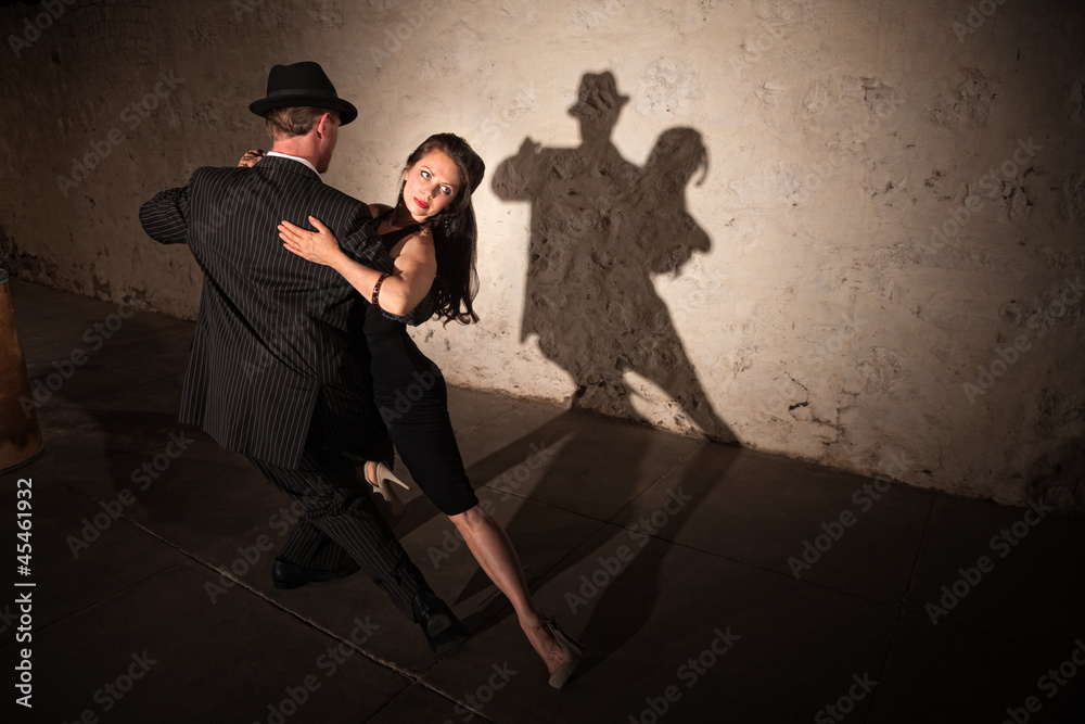 Pretty Tango Dancer with Partner - obrazy, fototapety, plakaty 