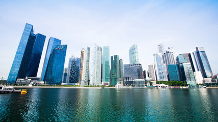 Wall Mural - Wide Panorama of Downtown Skyline Singapore