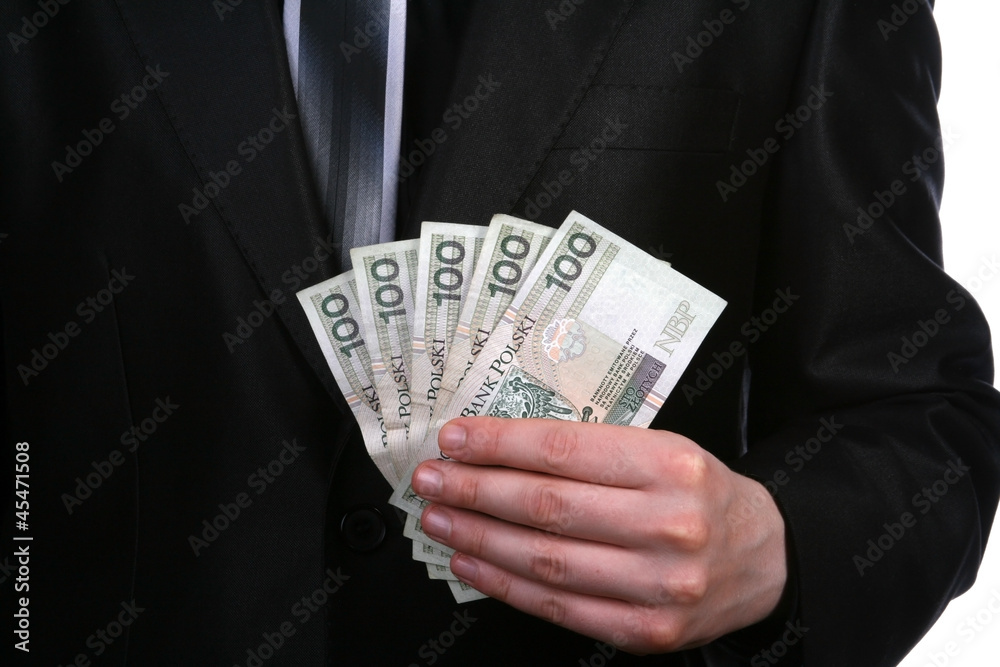 Businessman showing money - obrazy, fototapety, plakaty 