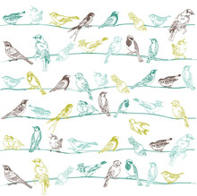 Birds Seamless Background - For Design And Scrapbook - In Vector