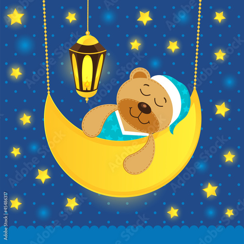 Naklejka - mata magnetyczna na lodówkę sleeping teddy bear