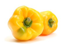 Fresh Yellow Bell Peppers Isolated On White
