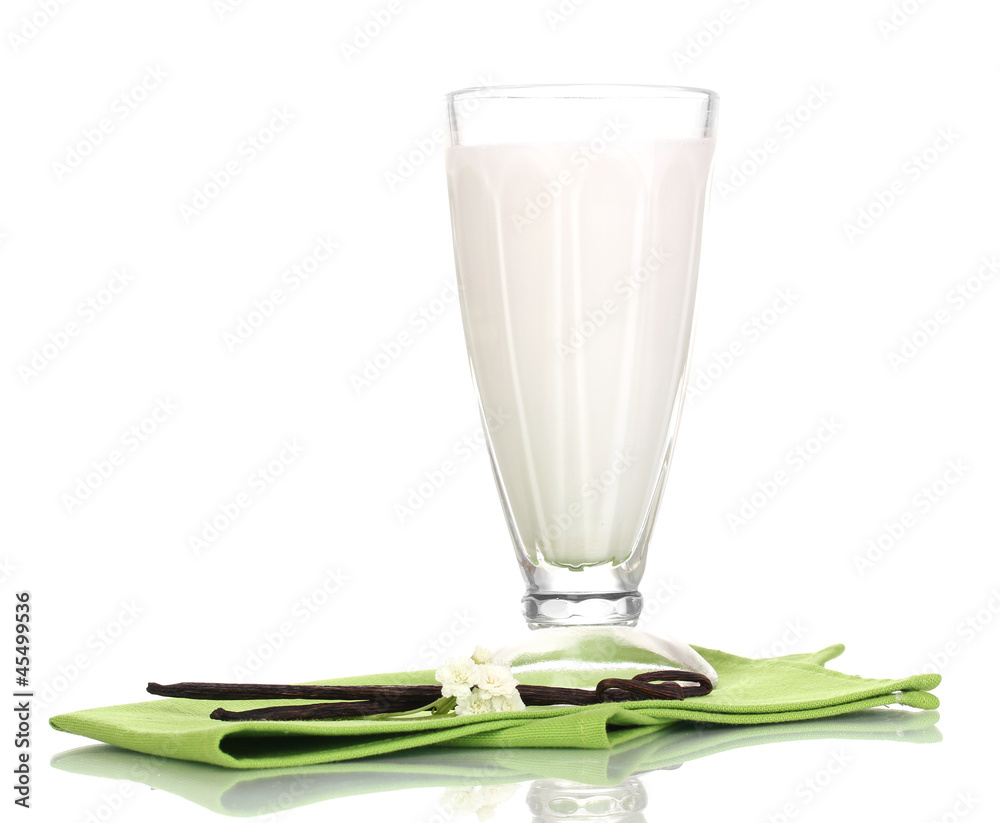 Vanilla milk shake isolated on white