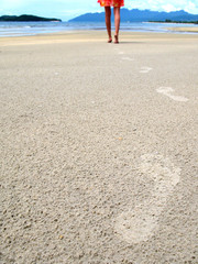 Wall Mural - Footmarks on the sandy beach