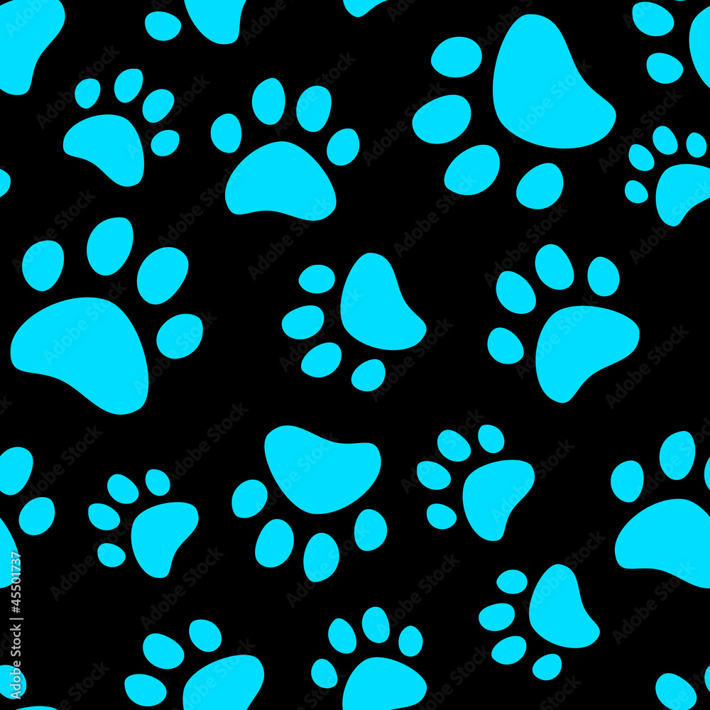 Cat footprint seamless pattern, vector