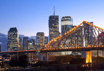 Canvas Print - Brisbane city building, night