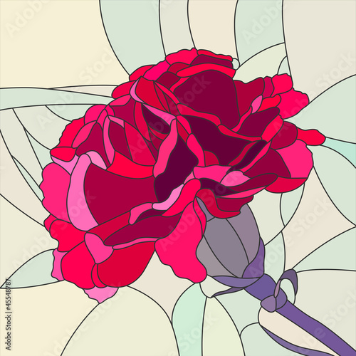 Fototapeta na wymiar Vector illustration of flower red carnation.