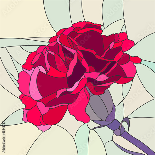 Obraz w ramie Vector illustration of flower red carnation.