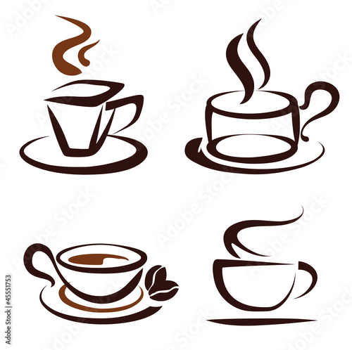 Naklejka - mata magnetyczna na lodówkę vector set of coffee cups icons