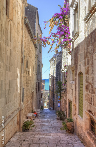 Obraz w ramie Street of Korcula, Korcula Island, Croatia