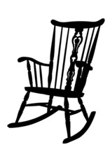 Vintage Rocking Chair Stencil - Left Side Tilted