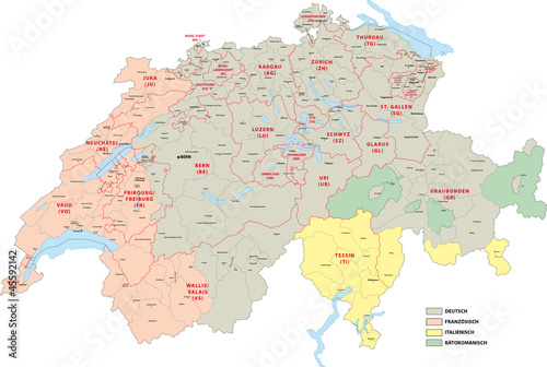 Schweiz, Sprachgebiete – Stock-Vektorgrafik | Adobe Stock