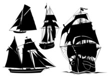 Silhouette Of A Ship, Yacht, Boat