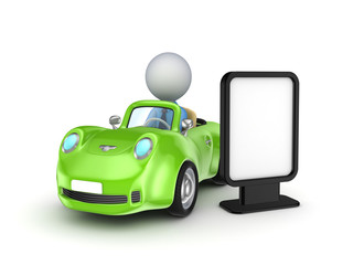 Wall Mural - Green car and lightbox.