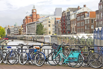 Wall Mural - amsterdam canal and bikes