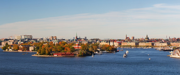 Wall Mural - Panoramic image of Stockholm city.