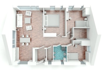 3D rendering house plan