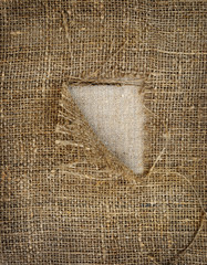 Background texture vintage burlap with hole