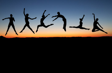 Canvas Print - dancers in sunset