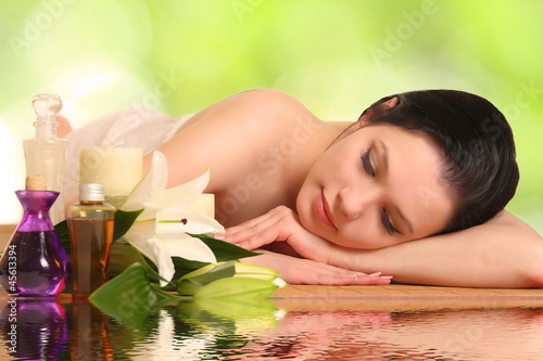 Foto-Banner aus PVC - beautiful woman relaxing in spa (von zhagunov_a)
